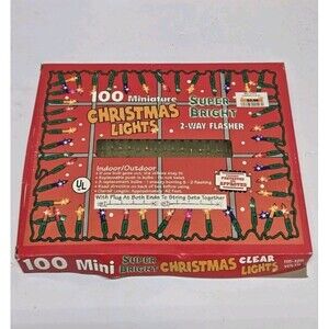 NEW NIB Vintage Holiday Time 100 Super Bright Clear Light In/Out